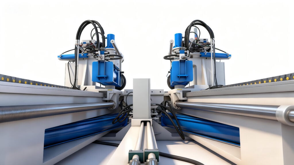 rear view stretch forming machine